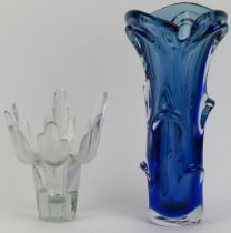 Two vintage Ravenshead and Sommerso glass vases, circa 1960s/70s. Comprising a clear ‘Flair’ vase By