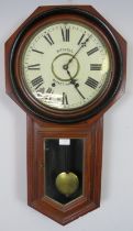 A 19th century 8-day mahogany chiming wall clock by Frank Mitchell of Market Harborough, the painted