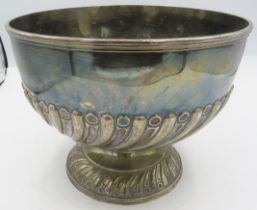 A large silver rose bowl with 1/2 fluting decoration, Sheffield 1896, Cooper Brothers. Approx 7 1/