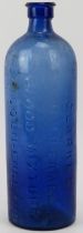 A large rare Victorian blue glass ‘Blood Mixture’ medicinal bottle. Raised inscription reads ‘
