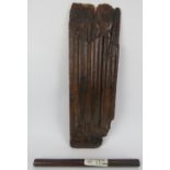 A British Army RAMC Yorks Dragoons turned wood baton, circa 1930s together with an oak linen fold