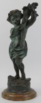 A European bronze figure of a girl, late 19th/early 20th century. Signed ‘Rousseau’. 40 cm height.