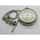 A silver cased Marine decimal chronograph pocket watch, enamel face, engraved cartouche to