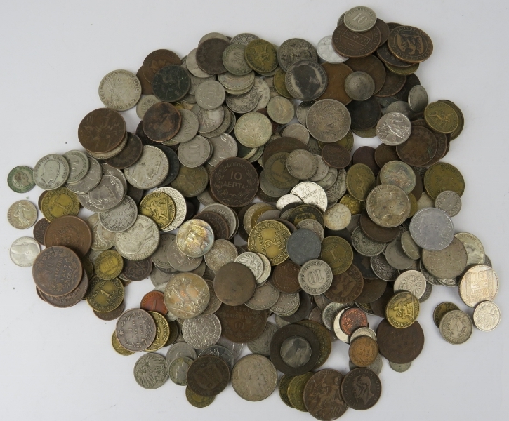 Collection of mixed 19th and 20th century British and European coins including many silver. Over 1.