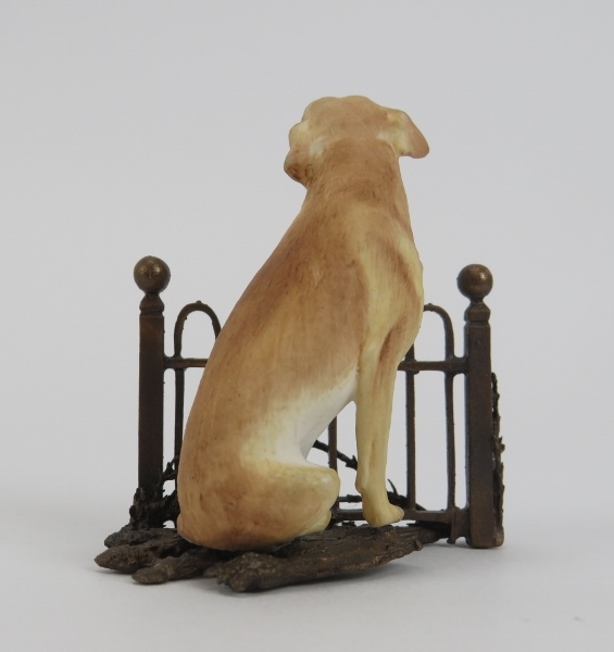 A Royal Worcester porcelain’ Yellow Labrador’ by Doris Lindner and two miniature dog figurines. - Image 9 of 11