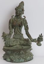 A Buddhist bronze statue of Goddess Tara, Napal/Tibet, probably 19th or earlier. 19.9 cm height.