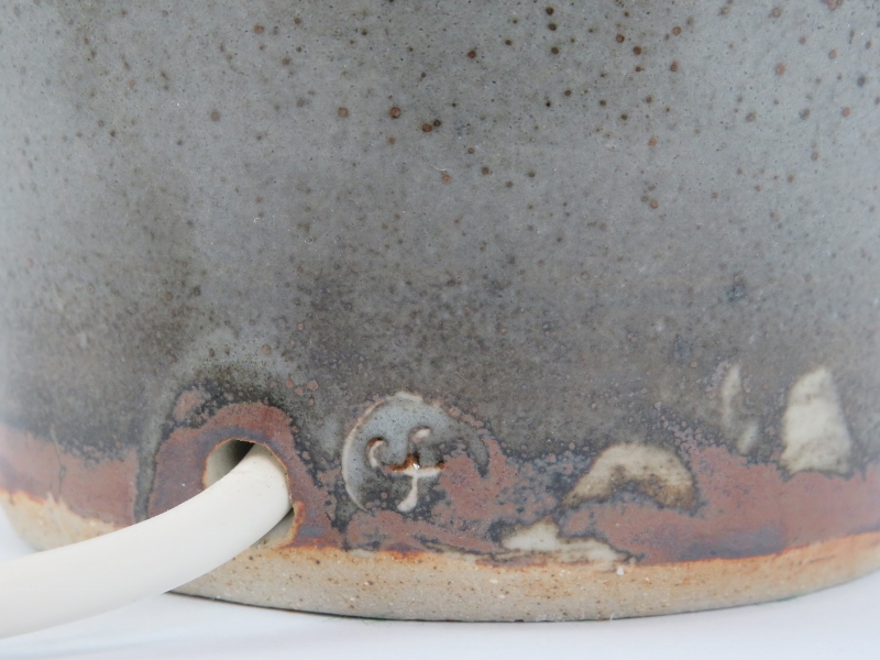 A St Ives glazed stoneware studio pottery table lamp, mid/late 20th century. Decorated with three - Image 5 of 7