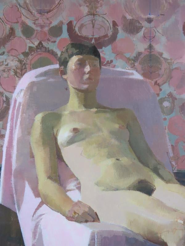 Andrew Maclaren (British, 1941) - 'Female nude in an interior', oil on canvas, signed lower right - Image 2 of 4