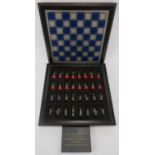 A Franklin Mint Waterloo Museum ‘Battle of Waterloo Chess Set’. The cover designed as a blue and