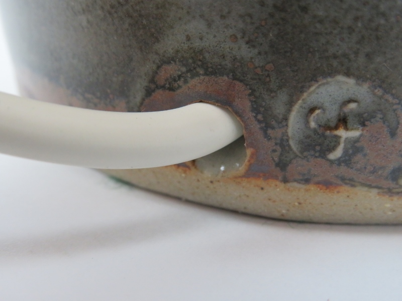 A St Ives glazed stoneware studio pottery table lamp, mid/late 20th century. Decorated with three - Image 6 of 7