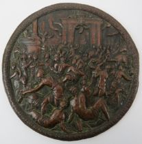 A Grand Tour bronze medallion plaque cast in relief, 19th century or earlier. After a bronze by Hans