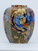 A Bursley Ware Amstel pattern vase designed by Frederick Rhead, circa 1920s. Hand painted