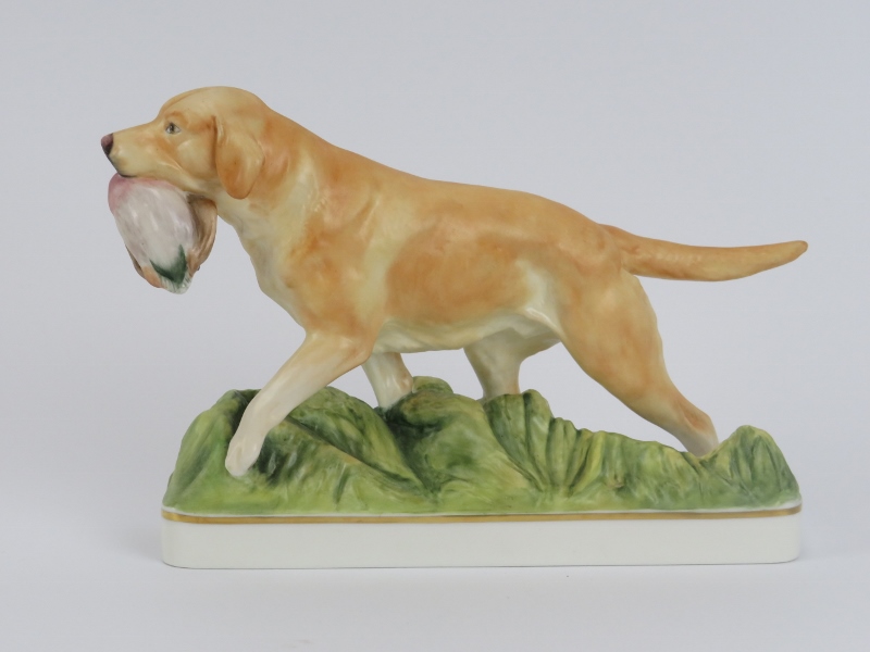 A Royal Worcester porcelain’ Yellow Labrador’ by Doris Lindner and two miniature dog figurines. - Image 2 of 11