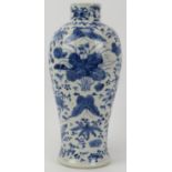 A Chinese blue and white porcelain meiping vase, 19th century. Decorated with birds and