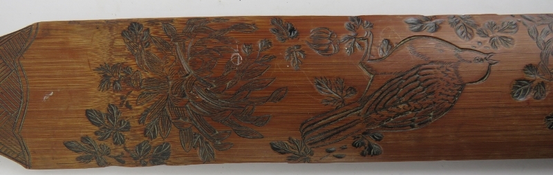 A walnut writing box and Japanese carved bamboo page turner, late 19th/early 20th century. Box: 19.5 - Image 4 of 6