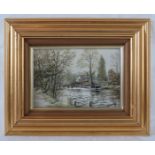 Keith W Hastings (1948) - A framed oil on board, 'College at Flatford from the lock', signed lower