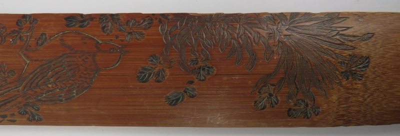 A walnut writing box and Japanese carved bamboo page turner, late 19th/early 20th century. Box: 19.5 - Image 5 of 6