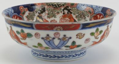 A Japanese Imari bowl, Meiji period. Profusely decorated throughout. Signed beneath. 18.5 cm