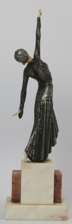 An Art Deco Chapirus style dancing female figurine, 20th century. 40.3 cm height. Condition - Image 3 of 3