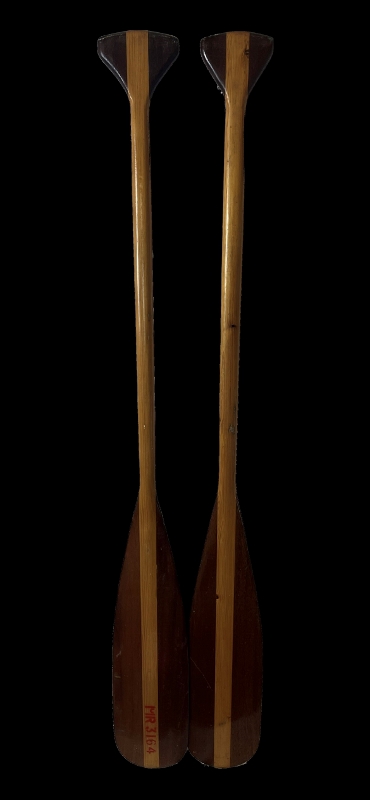 A pair of vintage wooden boating paddles. (2 items) 138.5 cm length. Condition report: Some age
