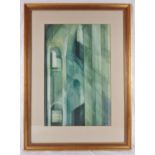 Erno Nagy - A framed & glazed watercolour, titled 'Staircase III', signed lower right. 88cm x