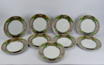 Nine Victorian Mintons game bird dinner plates designed by William S Coleman, dated 1875.