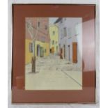 Colnel N G Bligh DSO - A framed & glazed watercolour, 'French back street scene', signed middle