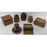 Tobacconalia: A group of tobacco jars and cigarette boxes. Notable items include a poker work folk