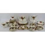 A Royal Albert ‘Old Country Roses’ pattern porcelain part tea and coffee set. (44 items) Coffee pot: