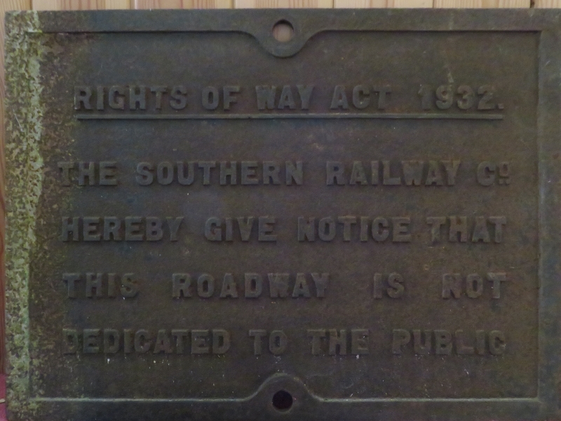 A vintage Southern Railway Co Rights of Way Act 1932 cast iron sign. Inscribed ‘Rights of Way Act