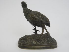 A bronze figure of a partridge, signed F Pautrot. Designed by Ferdinand Pautrot (1832-1874). 11.2 cm