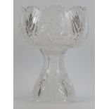 A large cut crystal glass centrepiece, early/mid 20th century. Formed in two sections with a