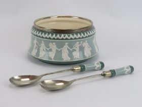 A Wiltshaw & Robinson Carlton Ware plated silver mounted salad fruit bowl and matching servers,