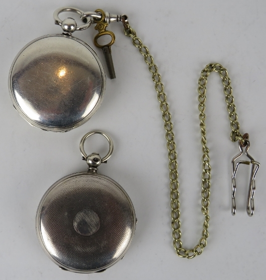 A Victorian silver cased full hunter pocket watch and a similar silver cased pocket watch by Thos - Image 2 of 4