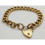A 9ct gold curb-link bracelet , with padlock clasp, 240mm long, Birmingham 1907, links stamped 9C,