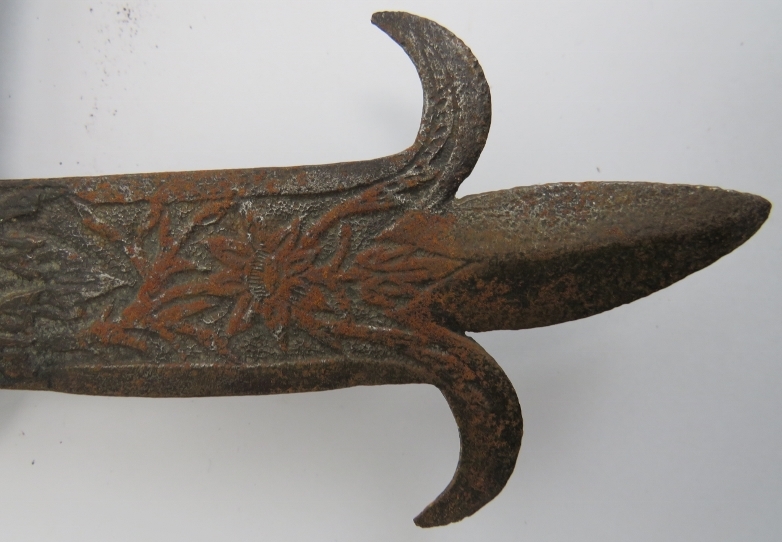 An unusual Indian steel axe with concealed blade, 19th century. The axe head of crescent form - Image 7 of 7