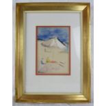 Marianne Gabor (1917-2014) - A framed & glazed watercolour, titled 'Summer', figures under a