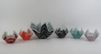 A group of six English retro glass handkerchief bowls. Manufactured by ‘Chance’. (6 items) 17.1 cm