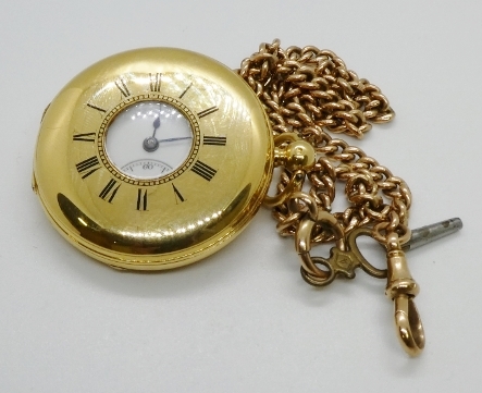 A Victorian 18ct gold half hunter c.1865, key wind, white dial black Roman Numerals and outer minute - Image 5 of 5