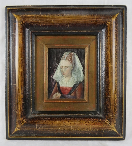 A 20th century framed oil on copper, 'Portrait of a lady', unsigned. 11cm x 8cm (4 1/4" x 3 1/4")