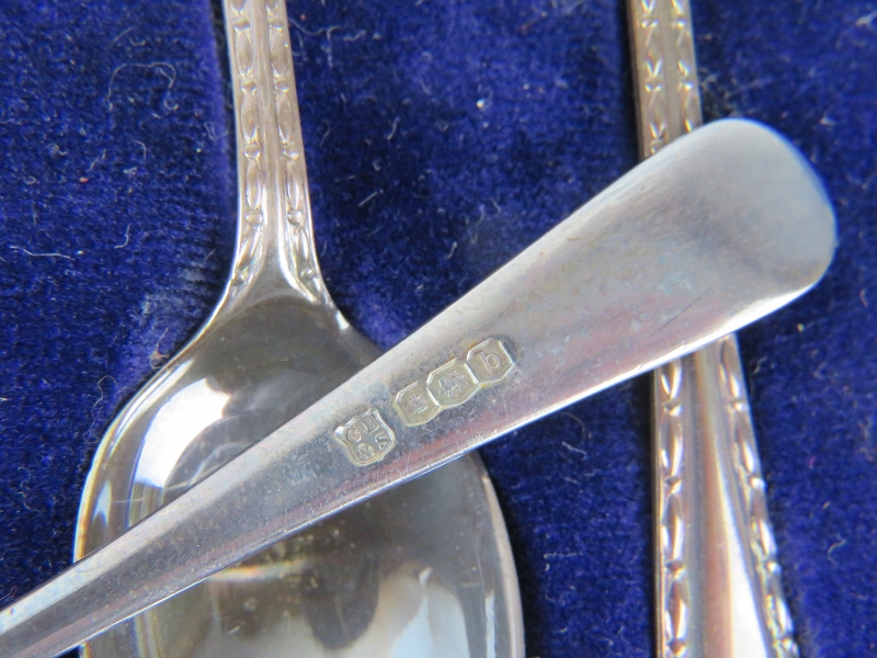 A boxed set of Liberty & Co silver coffee spoons with semi-precious gemstone terminals, hallmarked - Image 6 of 6