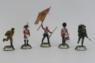 A group of five Charles C Stadden Studio hand painted pewter military figurines. Comprising a ‘