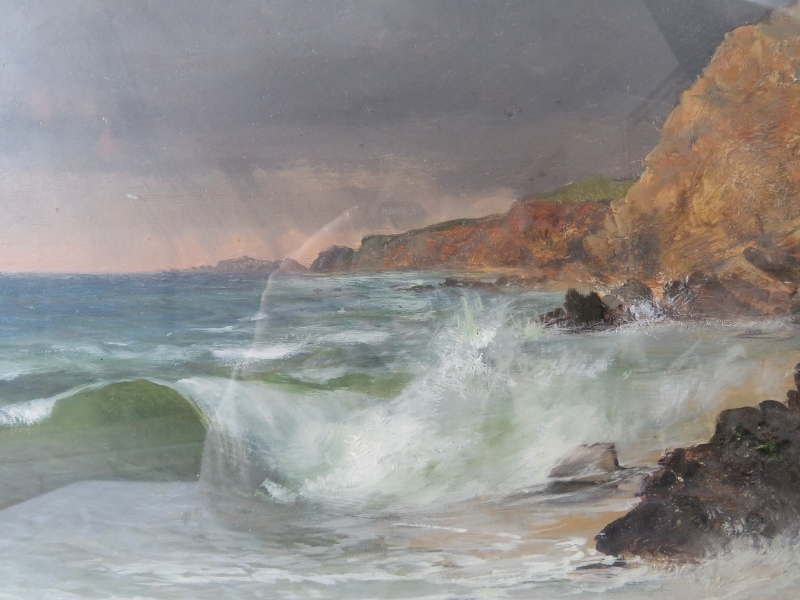 W C Sanders (19th century, British) - A framed & glazed watercolour, 'Ship off the coast with - Image 2 of 4