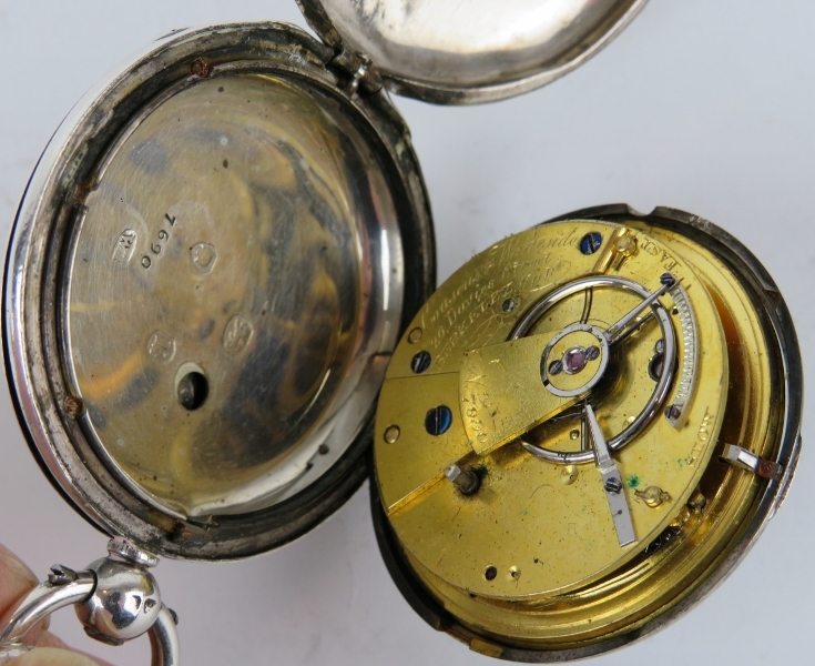 A Victorian silver cased full hunter pocket watch and a similar silver cased pocket watch by Thos - Image 4 of 4