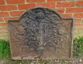 A 17th century Carolean cast iron fireback, having relief moulded decoration depicting a tree of