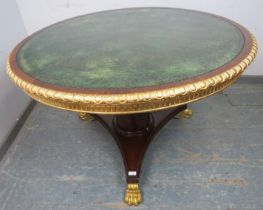 A 19th century mahogany centre table stamped ‘Maple & Co’, the top with inset green leather and gilt