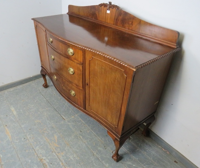 A Regency Revival serpentine fronted mahogany sideboard, the shaped gallery with acanthus carved - Image 2 of 3