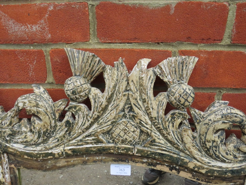 A 19th century shield-shaped wall mirror, within an ornate carved wooden surround depicting - Image 3 of 3