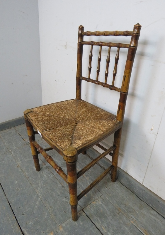 A Regency Period faux bamboo occasional chair, retaining the original polychrome paintwork and - Image 2 of 4