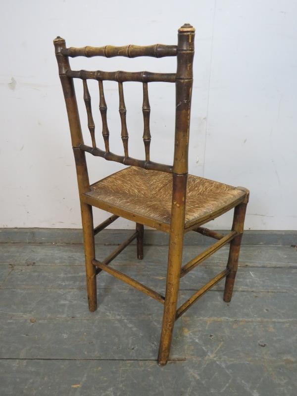 A Regency Period faux bamboo occasional chair, retaining the original polychrome paintwork and - Image 3 of 4